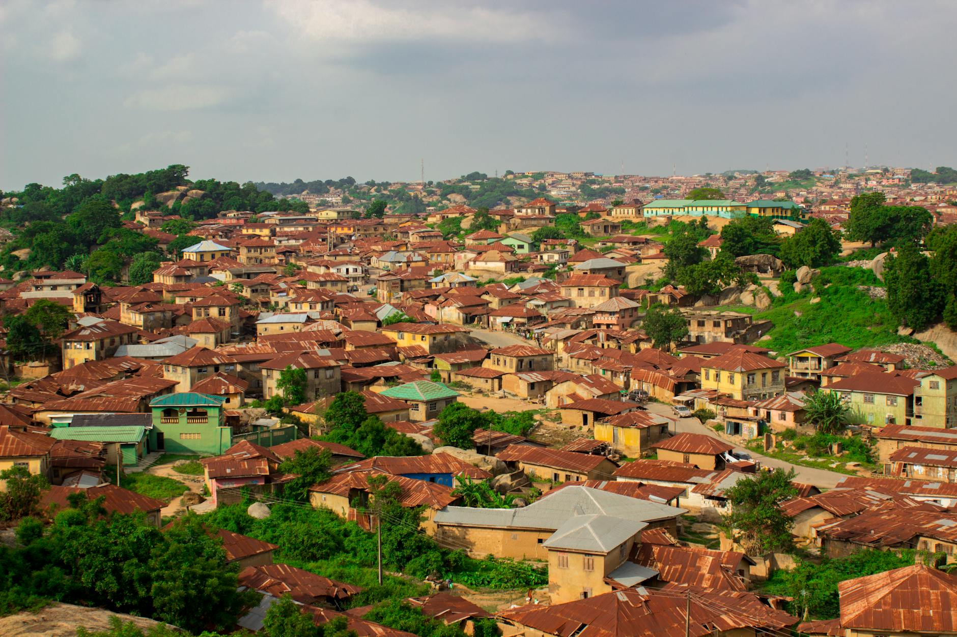 top view of houses and building roofs